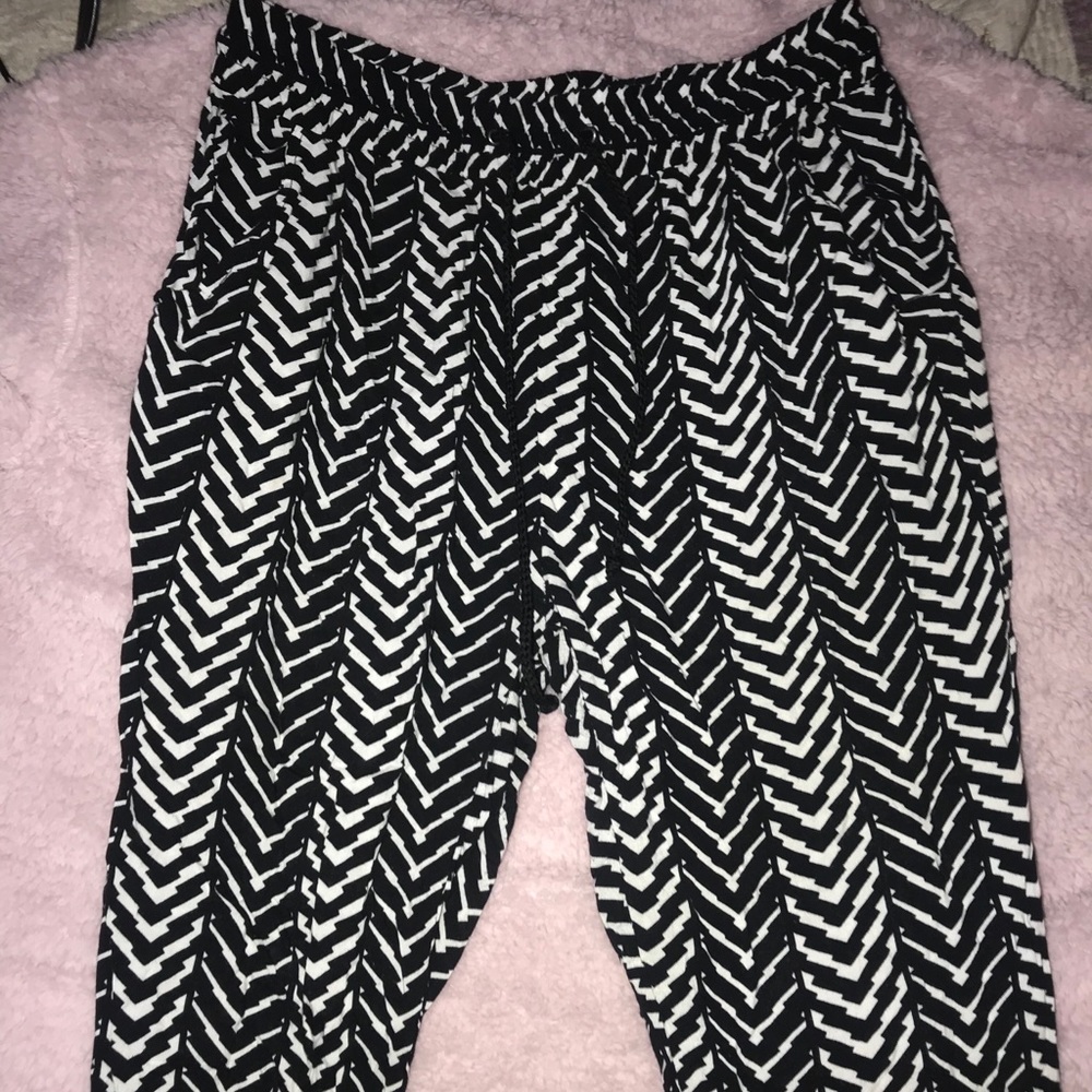 Black and white patterned pants